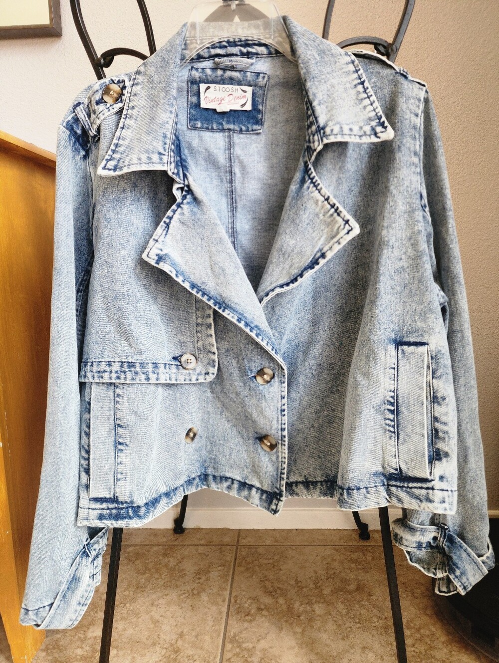 Stoosh Vintage Light Wash Denim Cropped Jean Jacket
